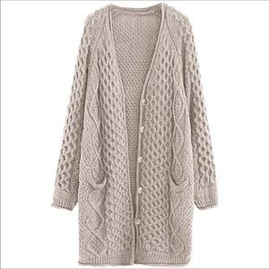 Cable Sweater Long Cardigan